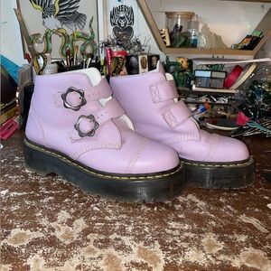 Doc Marten Devon Flower Buckle Leather Platform Boots Purple-Dr Martens- size 11